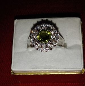 Peridot CZ Sterling Silver 925 Ring Sz 9